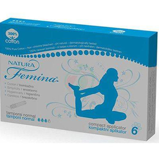 Natura femina tamponi z aplikatorjem normal, 6 kom.