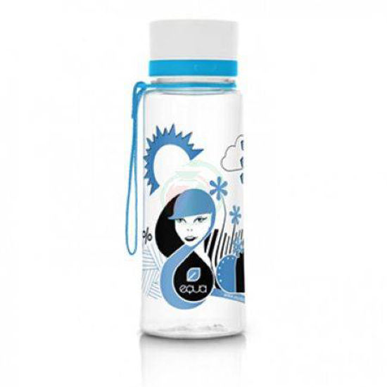 Equa ekološka steklenica z odtenkom/motivom Plain Blue, 0,6 L