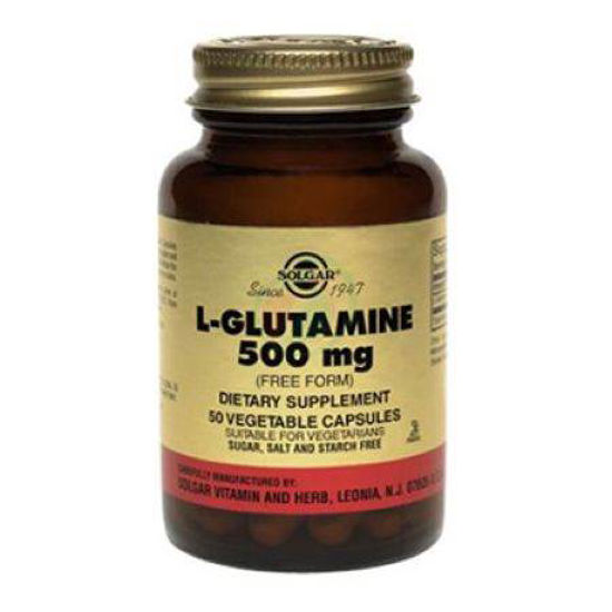 Solgar L-glutamin 500 mg, 50 rastlinskih kapsul