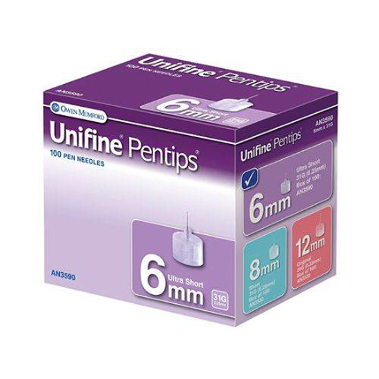 Unifine Pentips 6 mm Ultra Soft igle za vbrizgavanje inzulina, 100 igel
