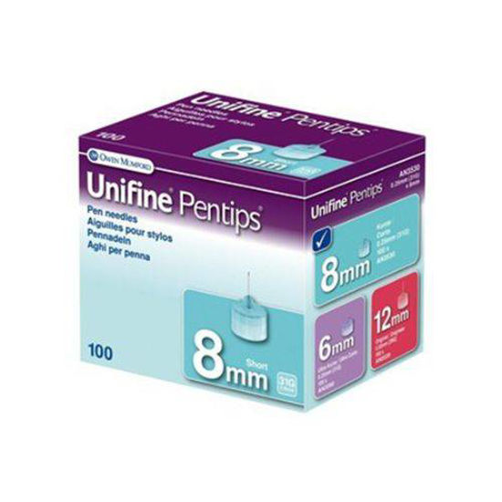 Unifine Pentips Short 8 mm igle za vbrizgavanje inzulina, 100 igel