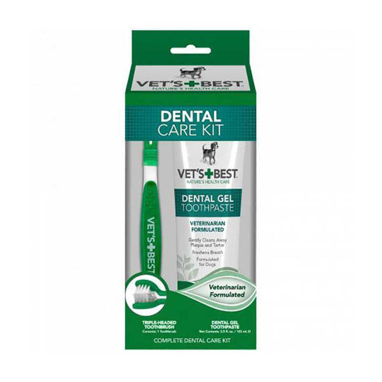 Vet's Best Dental Care set gel, 103 mL & triglava zobna ščetka