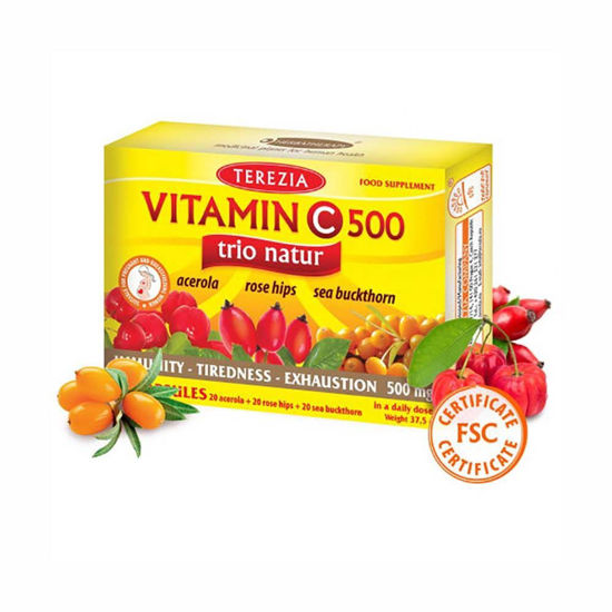 Terezia Vitamin C Trio-Natur acerola, šipek, rakitovec 500 mg, 20+20+20 kapsul
