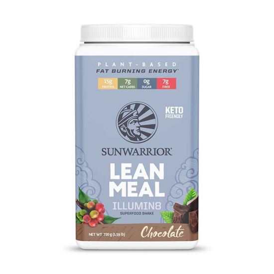 SunWarrior Lean Meal Illumin8 mešanica za pripravo nadomestka obroka z okusom čokolade