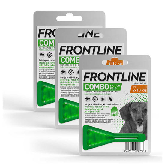 Frontline Combo dog raztopina proti bolham za pse (2-10-kg), 3x0,67 mL