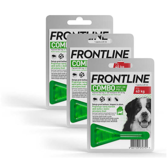 Frontline Combo dog tekočina proti bolham za pse nad 40 kg, 3x4,02 mL