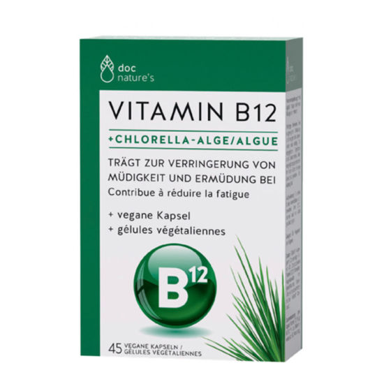 Doc Nature’s vitamin B12 + Chlorella Alge, 45 kapsul