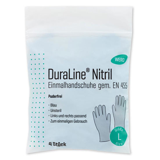 Wero DuraLine nitrilne rokavice brez pudra, 4 rokavice