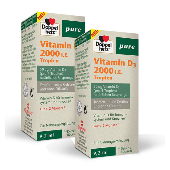 Doppelherz Pure Vitamin D3 2000 I.E. kapljice, 2x9.2 mL (DOUBLE PACK)