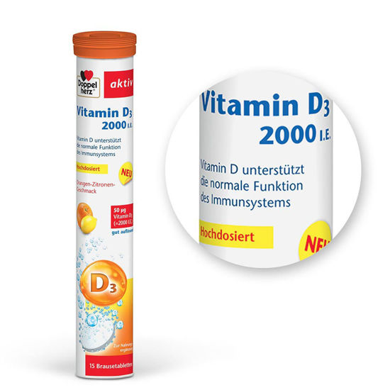 Doppelherz Aktiv Vitamin D3 2000 I.E., 15 šumečih tablet