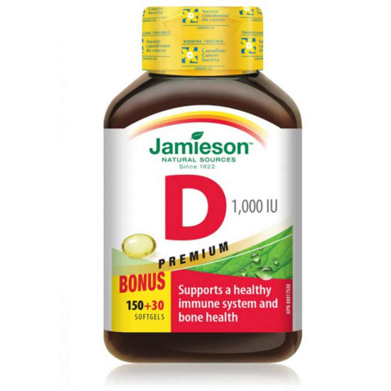Jamieson vitamin D 25 mcg - 1000 I.E., 180 softgel kapsul