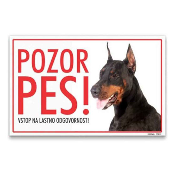 Pasja tablica z napisom - Pozor pes, 1 tablica