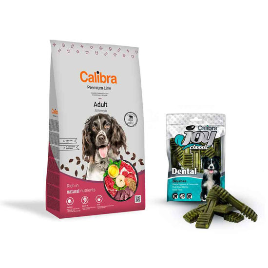 Calibra Premium Line Adult Govedina 3 kg & Denta ščetke, 85 g, 1 paket