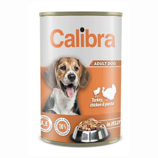 Calibra Premium konzerva puran, piščanec in testenine v želeju, 1240 g