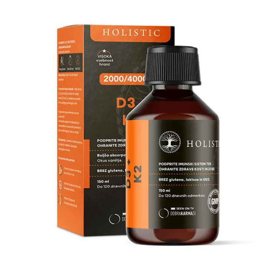 Holistic Vitamin D3 + K2 tekočina, 150 mL
