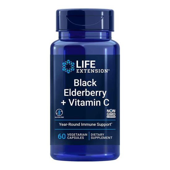 Life Extension Črni bezeg + vitamin C, 60 kapsul