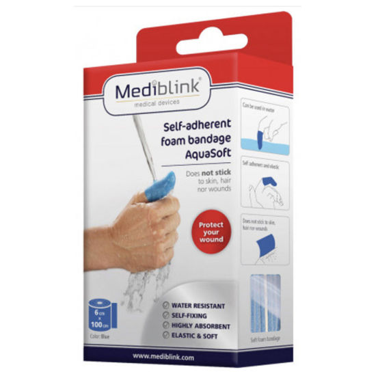 Mediblink AquaSoft samolepljivi vodoodporni povoj, modra ali kožna barva