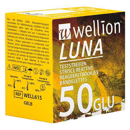 Wellion Luna Trio merilni lističi za glukozo, 50 lističev