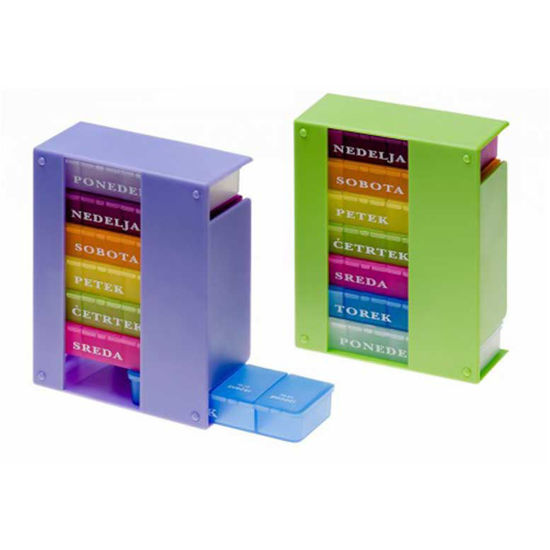 Dozator za shranjevanje tablet/zdravil - tedenski - 7x4 prekatni (Prolat), 1 set
