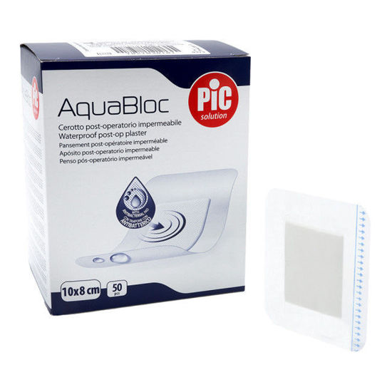 Pic Aquabloc Antibakterijski pooperativni obliž 10 x 8 cm, 50 obližev